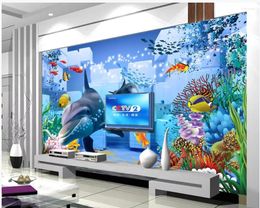 Wallpapers Custom Po Wallpaper For Walls 3 D Murals Mediterranean Dolphin Background Wall Papers Living Room Decoration