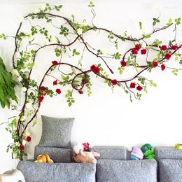 Decorative Flowers 1PC DIY Silk Roses Vine Artificial Plants Garland Wreath 300cm Rose Rattan Fake String Wedding Home Decor