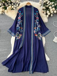 Casual Dresses Retro Embroidery Sun Protection Shirt Women Summer Loose Streetwear Chiffon Long Cardigan 2024