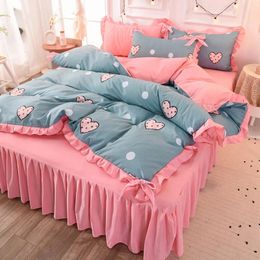 Bedding Sets Sweet Princess Style Cotton Home Set Print Cartoon Pattern Four Pieces Mirco Fibre M30