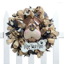 Decorative Flowers Puppy Wreath Dog Head Flower Lovers Decors For Farmhous Door Decoration Supplies Wall Decor Home Accessories