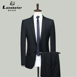 Men's Suits Suit Set Solid Color Business Slim 2 Pieces Fit Formal Dress Professional Wedding Coat With Pants