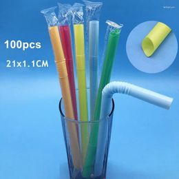 Drinking Straws 100 Pcs Bent Plastic Bubble Tea Straw Curved Large Wide 21x1.1cm Boba Milk Smoothie Bar Accessories