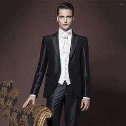 Men's Suits Fashion Black Daily Men Suit Formal Business Blazer Party Wedding Groom Slim Fit 3 Pieces Set Jacket Pants Vest Costume Homme