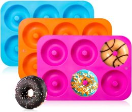 6 Holes Silicone Donut Mould Baking Pan Non-Stick Baking Pastry Chocolate Cake Dessert DIY Decoration Tools Bagels Muffins Donuts wholesale