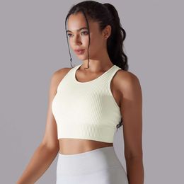 Align Sports Lu Undergarments Women Bra Sexy Thread Casual Striped Seamless Knitting Skinny Gym Top Lemon Gym Running Workout