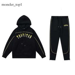 Trapstar Black Hoodie Designer Trapstar Tracksuit Rainbow Trap Towel Embroidery Decoding Trapstar Jacket Hooded Sportswear Men and Women Sportswear Suit 9084