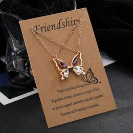 Butterfly Ins Magnetic Attraction Good Friend Necklace Niche Splicing Pendant Collarbone Chain