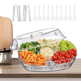 Storage Bottles Chilled Serving Tray Transparent Condiment Server Durable Appetiser With Cover For Party Dining Room Coffee Shop