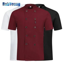 3 Colours high quality Double breasted Chef uniform Restaurant el kitchen Catering jackets cooking Cafe workwear chef clothes 240412