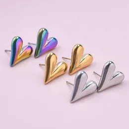 Stud Earrings 6Pcs/Lot Stainless Steel Simple Heart For Women Trendy Couple Love Sweet Wedding Girl Ear Pendientes Jewellery Bulk