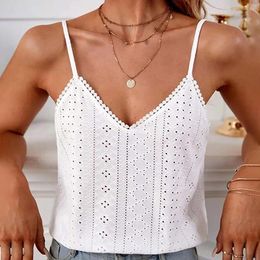 Camisoles & Tanks Women'S Solid Sexy Vest Hollow Lace Fashion Top Loose Slim Camisole Vestes Sleeveless Intimates Langerie For Fine Woman