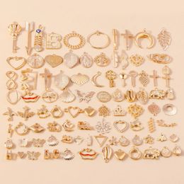 30pcs Mixed Gold Colour Charms Alloy Star Moon Sun Crown Cross Animal Hearts Pendants for DIY Handmade Jewellery Making Accessories 240408