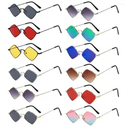 Sunglasses Trendy Metal Small Quadrilateral Frame Diamond Shape Sun Glasses Men's Shades Women's