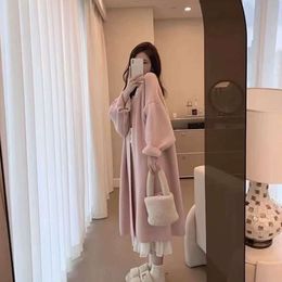Korean Autumn and Winter New Lazy Style Knitted Cardigan Women's Fashion Long Simple Loose Large Sweater Jacket
