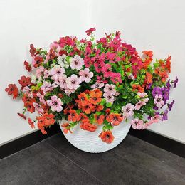 Decorative Flowers 1Pcs Violet Artificial For Outdoor Decor UV Resistant Fake Plants Ornament Home Garden Simulation Decoration