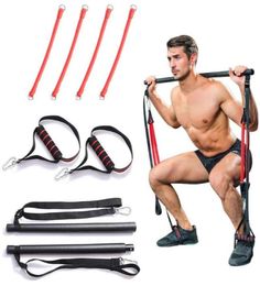 Portable Pilates Bar Resistance Band Yoga Pilates Stick Home Gym Yoga Exercise Fitness Bar with Workout Equipment Training Kit5329470