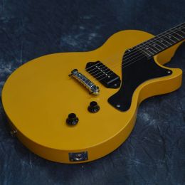 Cables Chinese Electric Guitar Chrome Hardware L P Yellow Colour Junior Mahogany Body and Neck 6 Strings