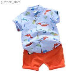 Clothing Sets New Summer Baby Boys Clothing Children Fashion Cartoon Pattern Shirt Shorts 2Pcs/Set Toddler Casual Clothes Suit Kids Tracksuits Y240415Y2404178M6R