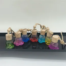 Storage Bottles Flower Shape Colourful Hanging Diffuser Fragrance Glass Bottle For Car Air Freshener