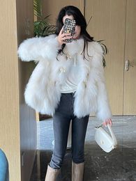 Autumn and Winter New Fox Fur Thick Coat Women Stand Collar Slim Fashion Short Tuscan Environmental Protection Fur Coat