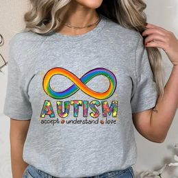 Women's T Shirts Autism Infinitas Summer Fashion Women Tee T-shirts Casual Female Accept Understand Love Graphic Shirt Clothes