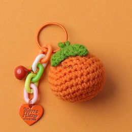 Keychains Lanyards Cute Fruit Keychain For Women Creative Knitting Cherry Car Keychain Strawberry Apple Cartoon Knitted Keyring For Keys Wholesale