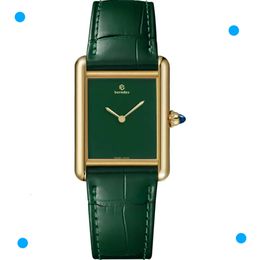 card watch Tank Watch Fashion Couple Watch Simple Appearance Modelling Imported Calfskin Sapphire Inset Suitable for Party Travel Golden Generous 685