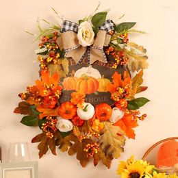 Decorative Flowers Thanksgiving Harvest Festival Decorations Fall Pumpkin Wood Plaque Wreath Yard Listing