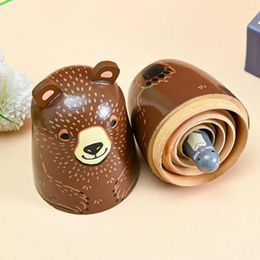 Decorative Figurines Cute Doll Handmade Nesting Set 5 Layers Wooden Matryoshka Stacking Toy Kids Ornament Desktop Decoration For Children