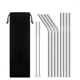 Drinking Straws Metal Straw Reusable Stainless Steel Bag 8pcs 2pcs Brushs 1pcs