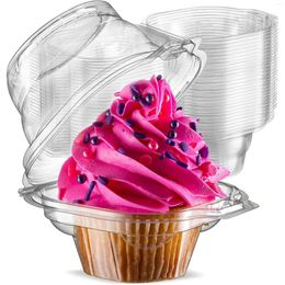 Baking Moulds Individual Cupcake Containers (Pack Of 25) | Disposable Clear Plastic Boxes Stands With Dome Lids