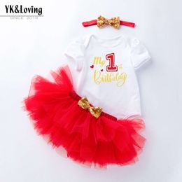 2024 Novo conjunto de bebê Summer Summer Shortled Mish Mesh Princess Dress Acessórios de cabelo de 3 peças Trendy