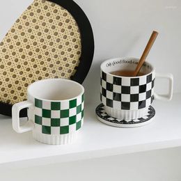 Mugs Nordic Creative Checkerboard Stacked Ceramic Cup Chequered Breakfast Milk Personalised Couple Home Office Water