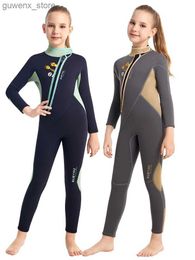 One-Pieces Neoprene Wetsuit for Children Surfing Swimsuit Long Sleeves Kids Diving Suit for Scuba Swim Wet Suits for Boys and Girls Y240412Y2404173CWK