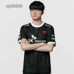 Mens T-shirts 2023 Lol T1 Black Jersey Lck Skt Faker Keria Zeus Oner Gumayusi Custom t Shirt Uniform Men Women Fans E-sport Hombre Top Tees