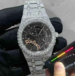 2022 New Version ston Skeleton Watch PASS TT Mens diamonds Top quality Mechanical ETA movement Luxury Iced Out Sapphire shiny5735734