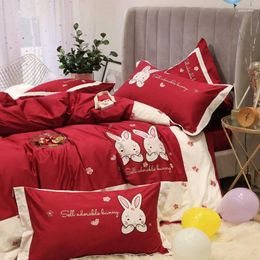 Bedding Sets 4-Pcs Baby Double Bed Quilts Printed Cartoon Duvet Cover For Kids Cotton Home Pillowcase