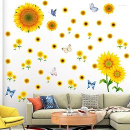 Window Stickers Sunflower Color Butterfly Creative Wall Living Room Bedroom Study Background Corner Decorative Painting#2