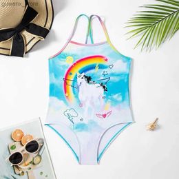 Dziewczyny jednoczęściowe Swimsuit Nowe jednoczęściowe dziewczęta stroje kąpielowe dziewczęta kąpielowe stroje kąpielowe One Piece Bathing Suit Y240412