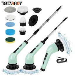 Cleaning Brushes 9-in-1 Multifunctional Wireless Electric Cleanin Brush Household Kitchen Bathroom Brush USB Handheld Rotatin Cleanin tools L49