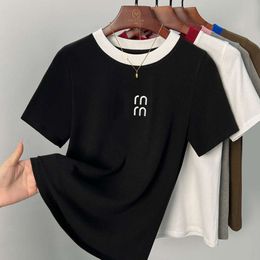 Miumiuss T-shirt Designer Luxury Fashion Letter Printed Womens T-Shirt Spring/Summer New Womens Embroidery Coloured Bottom Shirt T-shirt Short Sleeved Top