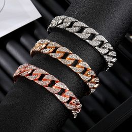 Hiphop Hip-hop Diamond Inlaid Jewellery Exaggerated Personality Trend Cuban Bracelet Men's and Women's Batch