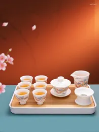 Teaware Sets High-end Ceramics Tea Set Teacup And Teapot Household Chinese For 6 Persons Jade Porcelain Cover Bowl Male Gift