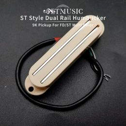 Cables Mini Humbucker Dual Rail 9K ST Style Humbucker Twin Blade Pickup for FD ST Electric Guitar Replacement Multi Colour