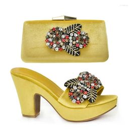 Dress Shoes Fashion Italian Women And Bag Set With Rhinestone High Heels Sexy Ladies Wedding For Bride Luxery