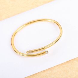 V Gold 2022 Luxury quality charm bangle thick nail bracelet in three sizes for women wedding jewelry gift have box stamp PS7359240a