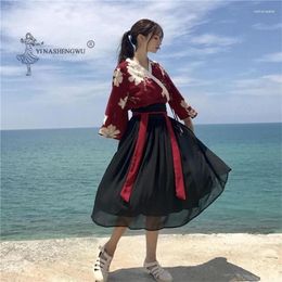 Ethnic Clothing Kimonos Floral Japanese Style Kawaii Girls Yukata Summer Top Skirts Outfits Women Vintage Party Dress Haori Robe Asian