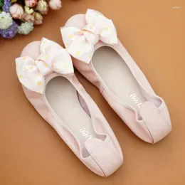 Casual Shoes Women Boat Genuine Leather Ballet Flats Bowknot Breathable Round Head Slip On Loafers Plus Size Women's