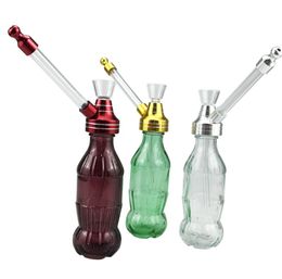 Smoking Pipes Creative Philtre Pipe Smoke Unique Glass Coke Bottle Pipes Wholesale Bong Hookah Accessories Colour Random